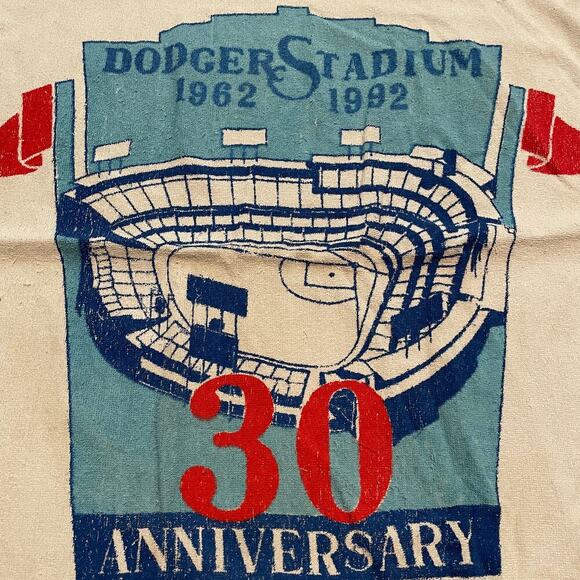 Vintage Los Angeles Dodgers 30th Anniversary Dodger Stadium Beach Towel 90s - Picture 2 of 16